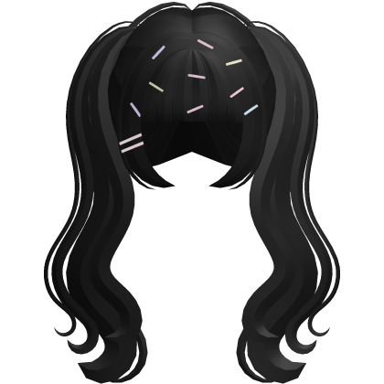 ꒰ ୨୧ ꒱ sprinkle flowy pigtails in black Roblox item