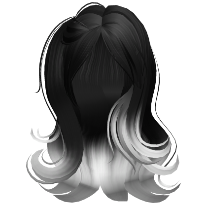 ♡ prepped up long wavy hair black/white Roblox item