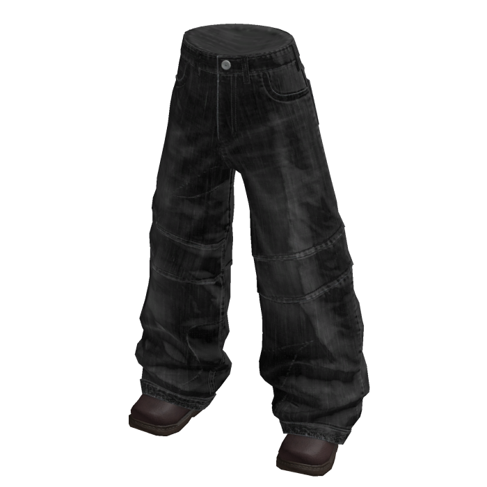 Baggy Cuffed Hem Pants (Black)