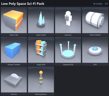 Low Poly Space Sci-Fi Props Pack x46 preview 4