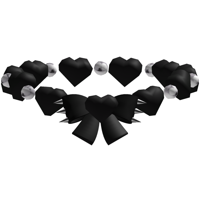 cute jumbo black hearts necklace w black bow