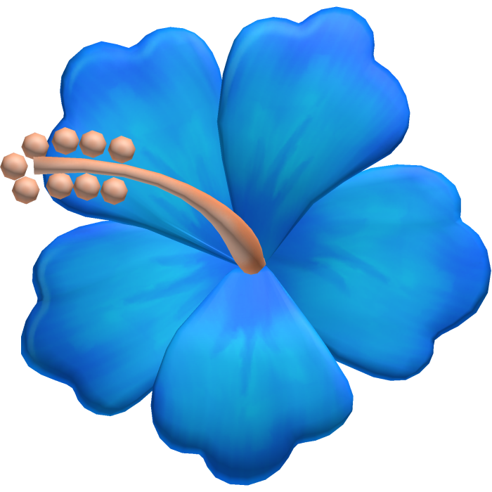 Blue Kawaii Tropical Hibiscus Flower Hair Clip