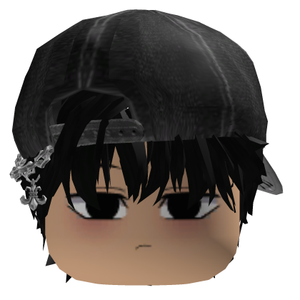 Black Messy Emo Hair w Cap Roblox item
