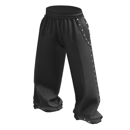 Grey Baggy Studded Grunge Rivet Sweatpants