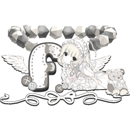 ♡ cute white angel beaded f initial necklace