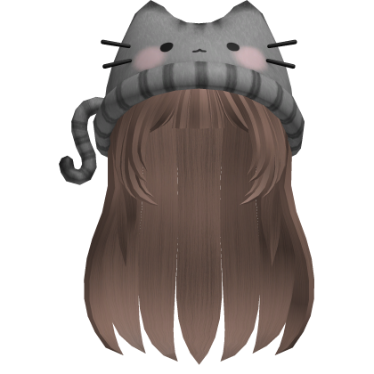 Cute Gray Cat Beanie Long Hair 🐱