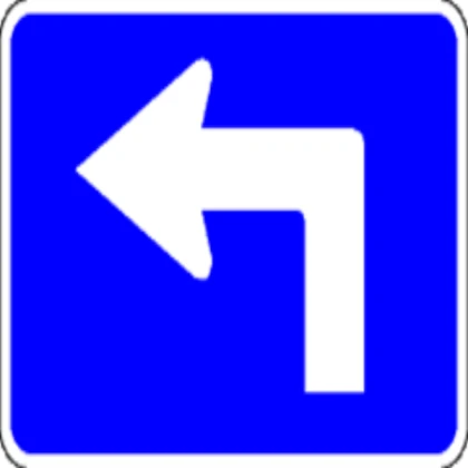 Blue Advance Left Turn Sign
