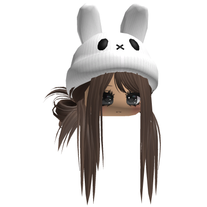 Moe Messy Girl Hair W/ Bunny Hat  Brown V2