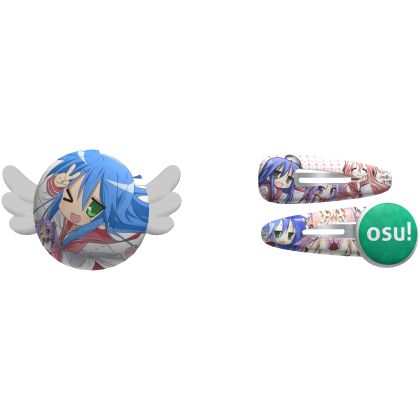 Lucky star pins kawaii moe anime 2000s hairclips