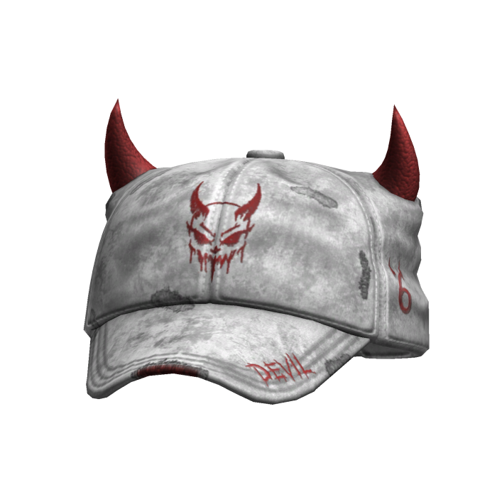 White & Red Washed Devil Horns Cap