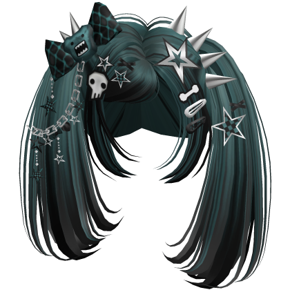 ♡ Scene Spiky Moe Pigtails (Dark Teal)