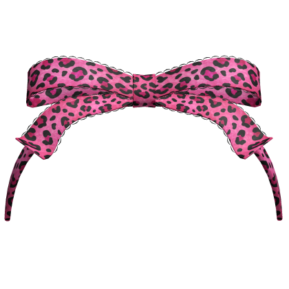 Cheetah Print Ribbon Lace Headband - Pink