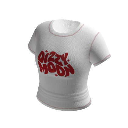 Y2K Dizzy Moon Graffiti Bubble Baby Tee (White) thumbnail
