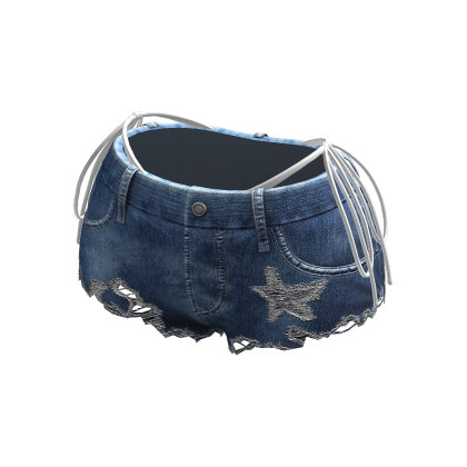 Y2K Ripped Denim Shorts w/ White Bikini thumbnail