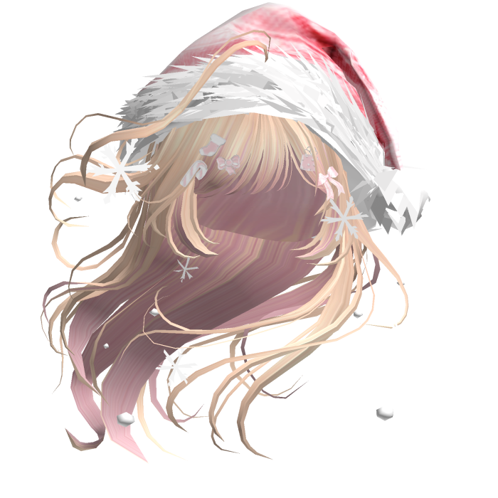 Lush Windy Hair w/Santa Hat (Blonde&Pink)