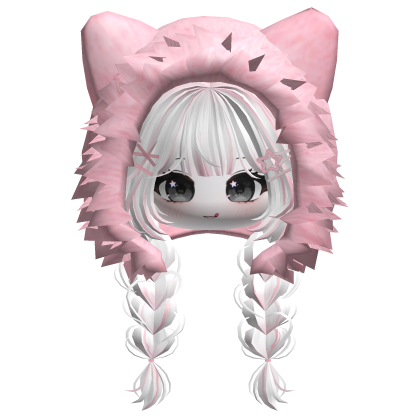 🍀Cute Girl Braided w/ Fur Hood(Pink&White) Roblox item