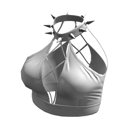 Y2K Spike Collar Halter Top White
