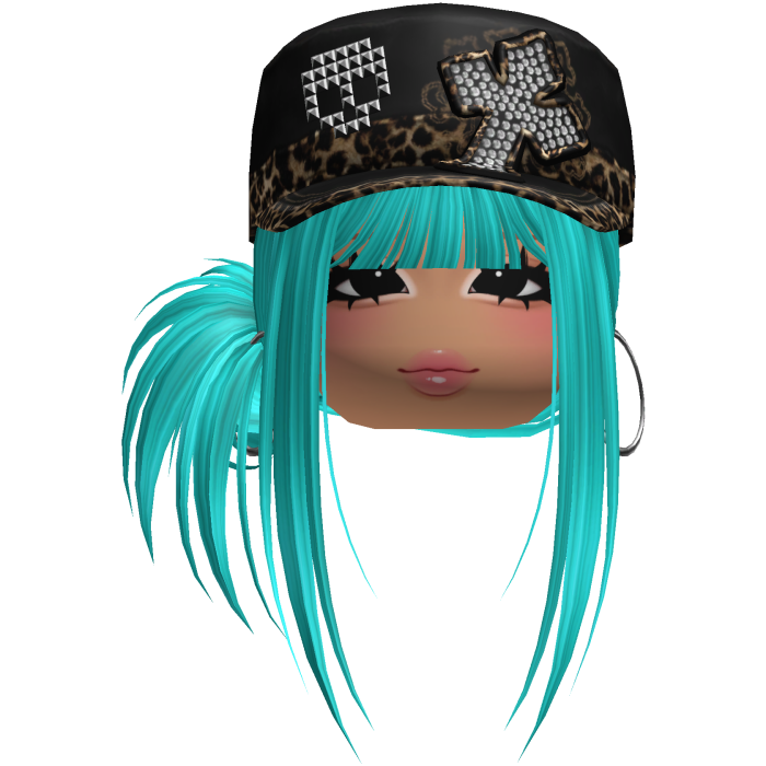 Gyaru Side Bun Hair w/ Cheetah Cap & Earrings