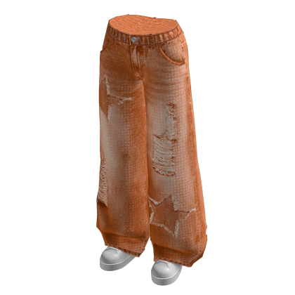 Distressed Wide Leg Jeans (Orange)