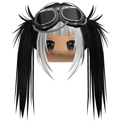 Emo Gothic Face w/ Spiky Pigtails (black & white) Roblox item