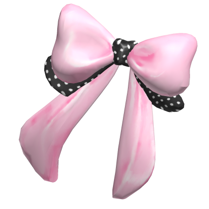 cute bow front clip pink x black Roblox item