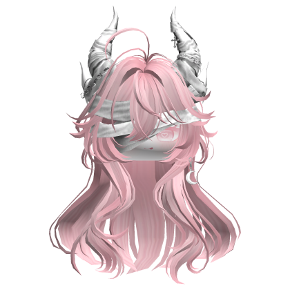 Horned Anime Demon Wolfcut (Light Pink)