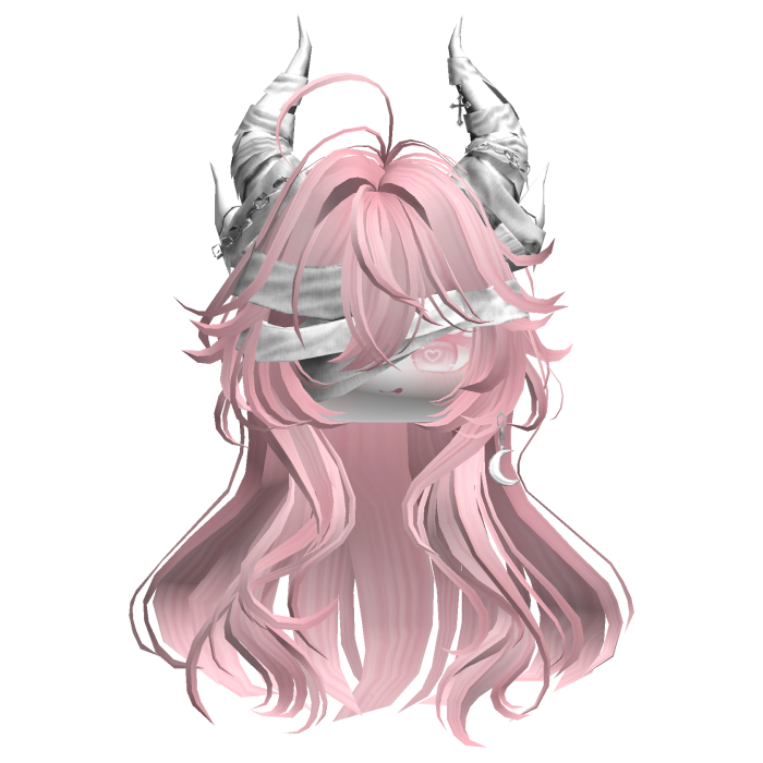 Horned Anime Demon Wolfcut (Light Pink)