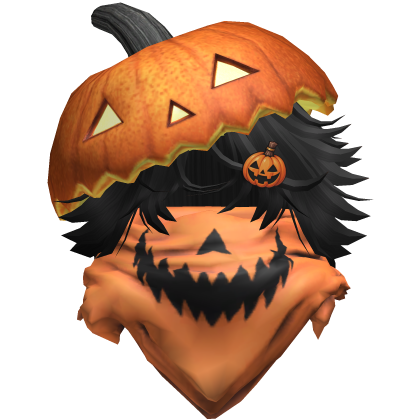 Halloween Bandit Pumpkin Top Wavy Black Hair Roblox item