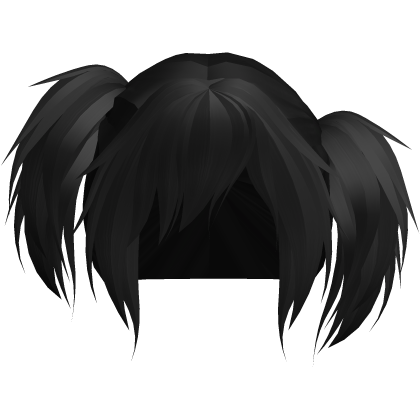 Emo Gothic Uneven Short Pigtails in Black