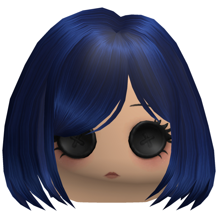 Coraline Halloween Blue Bob Hair Cute Button Girl