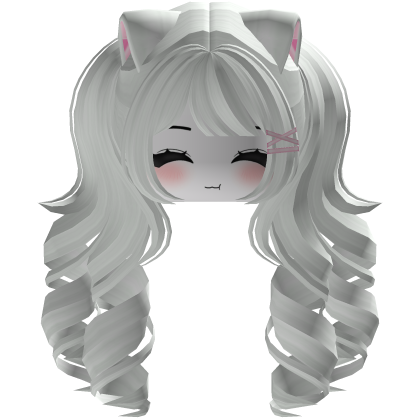 Cute hair emo Y2K cat-ear braids (White)
