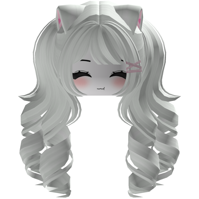 Cute hair emo Y2K cat-ear braids (White)