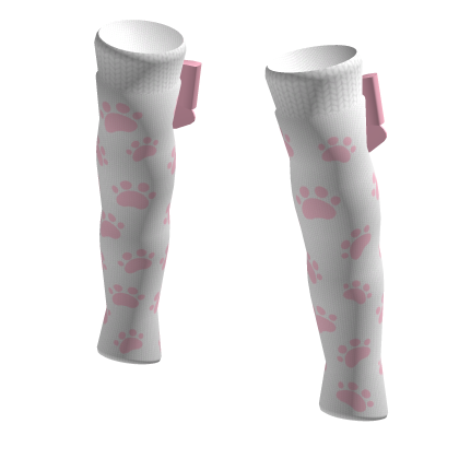 Cute Pink and White Paw Print Leg Warmers