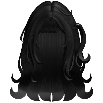 Cute Long Wavy Hair w/ Flipped Ends (Black)