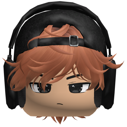 Ginger Hair w/ Black Headphones + Cap & Boy Face Roblox item