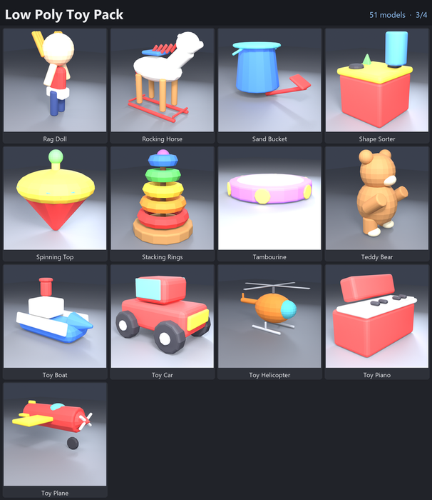 Low Poly Toy Pack x50 Kids Nursery Playroom preview 3