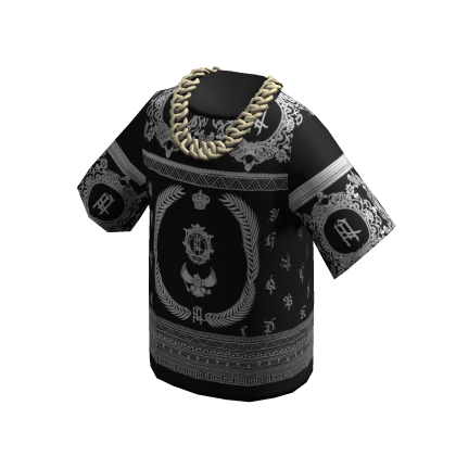 Black Luxury T-Shirt w/ Silver Curb Chain thumbnail
