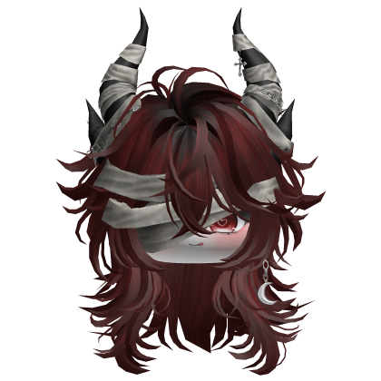 Horned Anime Demon Wolfcut (Black&Red)