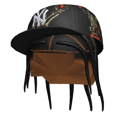 Black NY Fitted Cap w/ Braids Roblox item