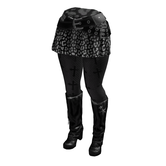 Y2K Leopard Skirt Cross Leggings (BlackWhiteBlack)