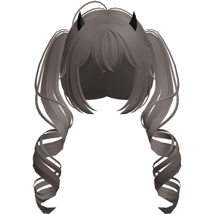 cute anime devil curly ash brown pigtails Roblox item