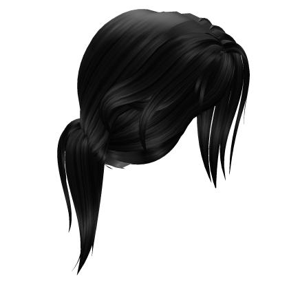 straight layered black low ponytail