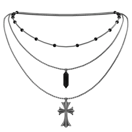 Layered Gothic Beaded Cross Necklace
