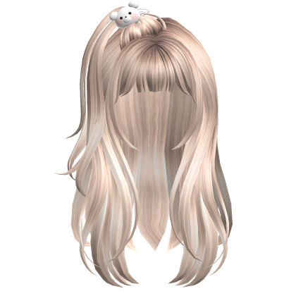 Cute Hair  With Teddy Bear Clip(Platinum Blonde) Roblox item