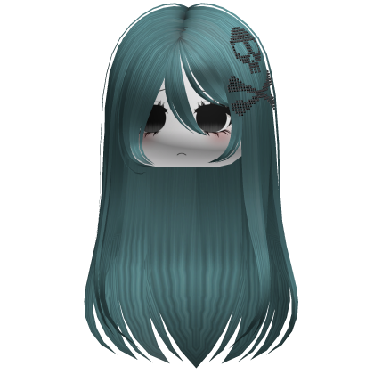 Straight Emo Moe Skull Hair Teal