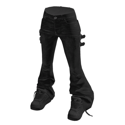 💗 Y2K Bootcut Jeans w/ High-Tops _ Black