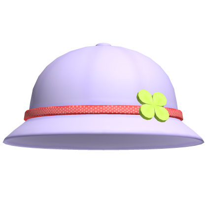 ♡ ꒰ purple clover bucket hat w/ red band ꒱ ♡ Roblox item