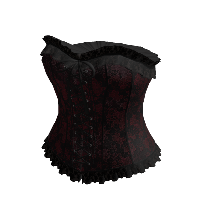 Floral Lace-Up Corset Top (Red)