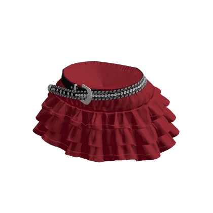 Red Y2K Ruffled Skirt w/ Belt | Roblox Item - Rolimon's