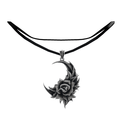 Silver Rose Moon Crescent Pendant